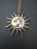 Mixed Metal Sun and Moon Necklace